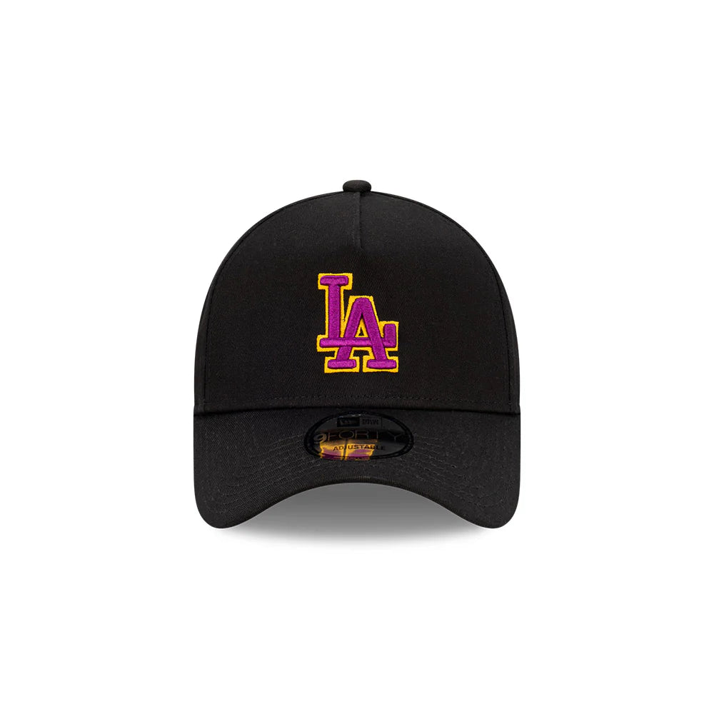 LA Dodgers Hat - Black Passionfruit 9Forty A-Frame MLB Snapback Cap - New Era